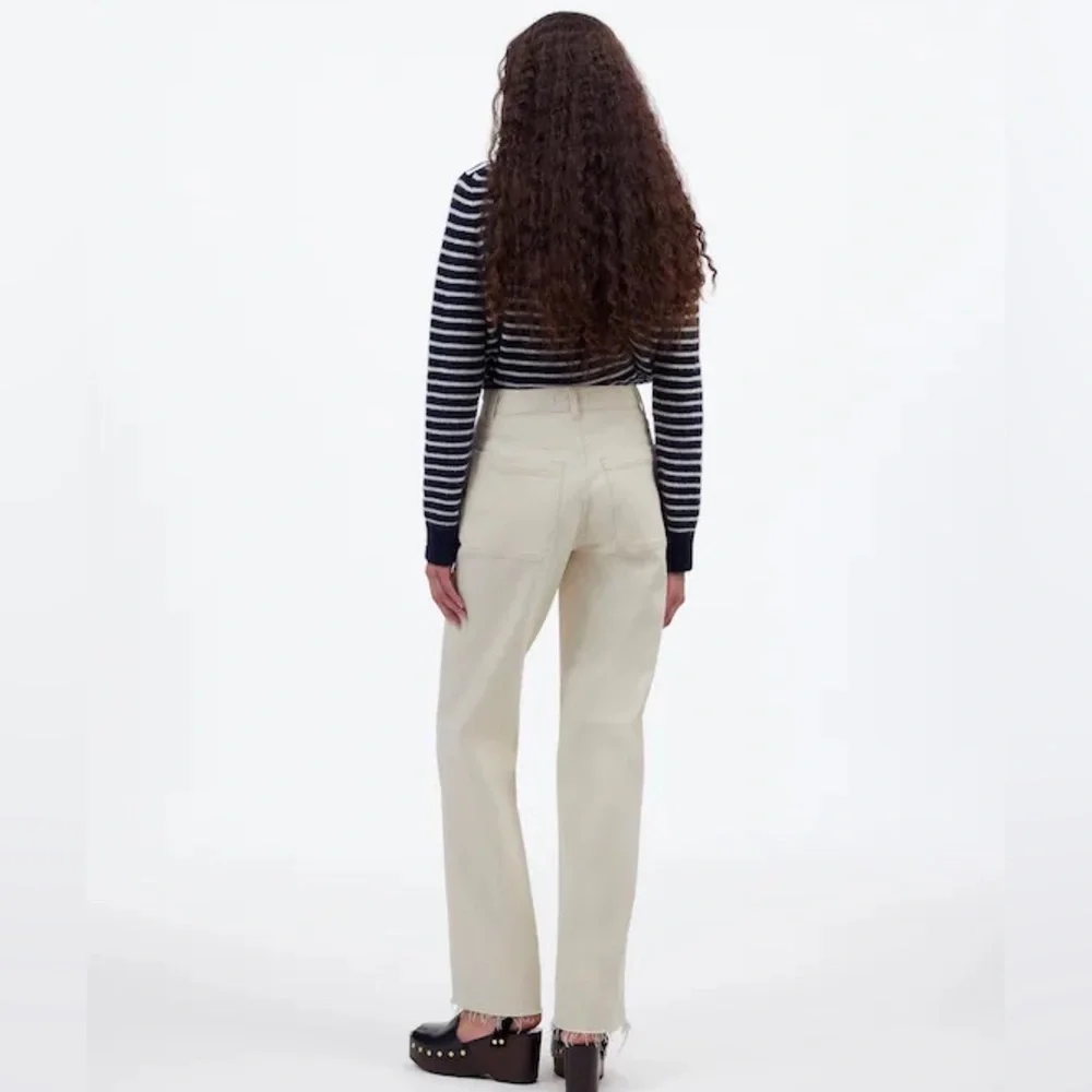 Madewell Emmett Wide Leg Full Length Jeans‎ Patch Pockets Beige Size 30 NWOT